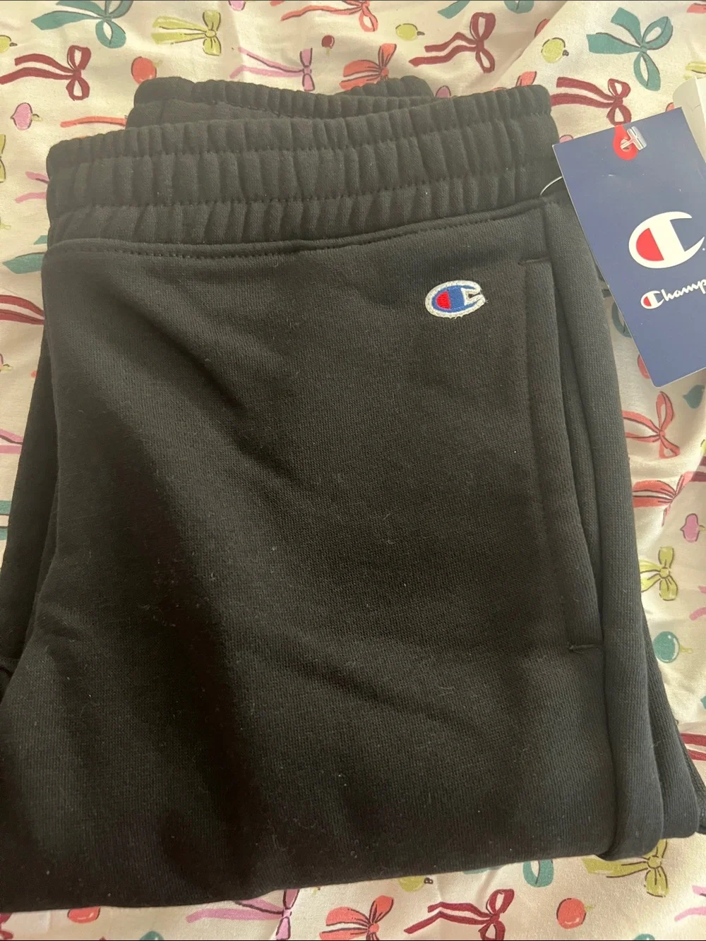 Champion Kids Black Logo Joggers with Embroidered 'C'